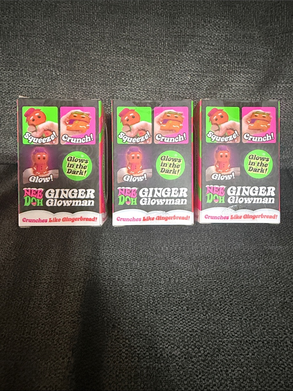 NeeDoh ULTRA RARE Ginger Glowman Squishmas Toy Orange with Pink, Green & Purple - Picture 6 of 10